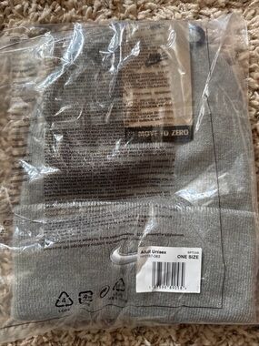 Nike Light Gray Knit Cuffed Beanie with Embroidered Swoosh